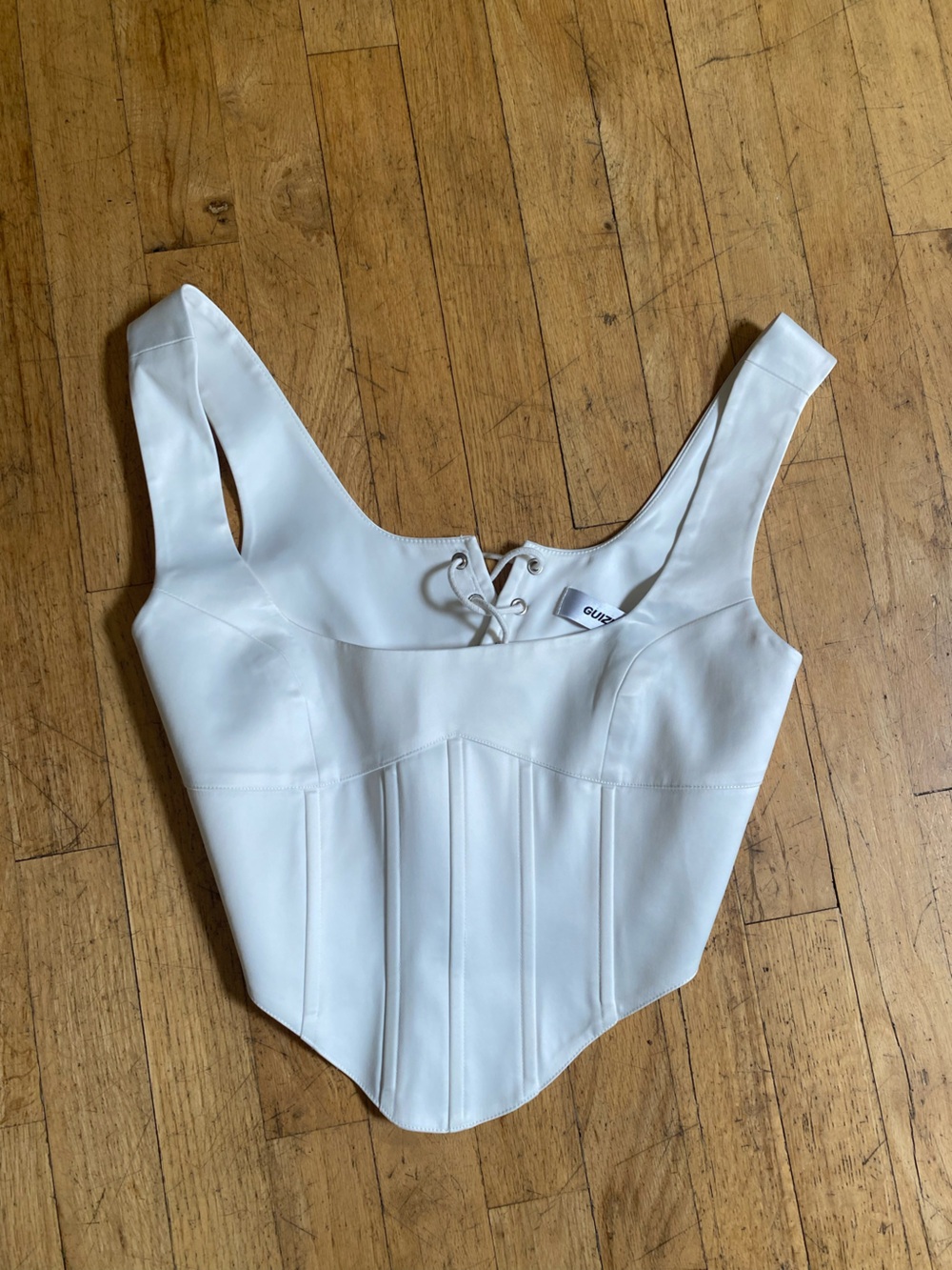 Guizio white faux leather corset. Size small